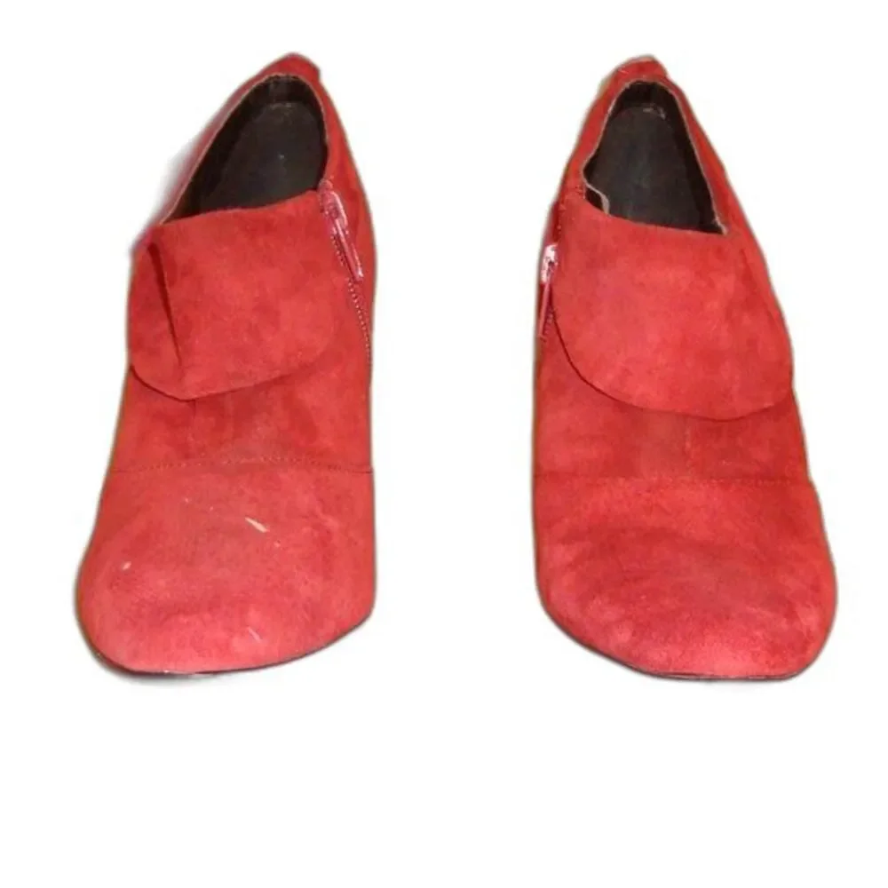 Vintage 80's Cami Red Suede High Heeled Boots Booties Womens Size 7